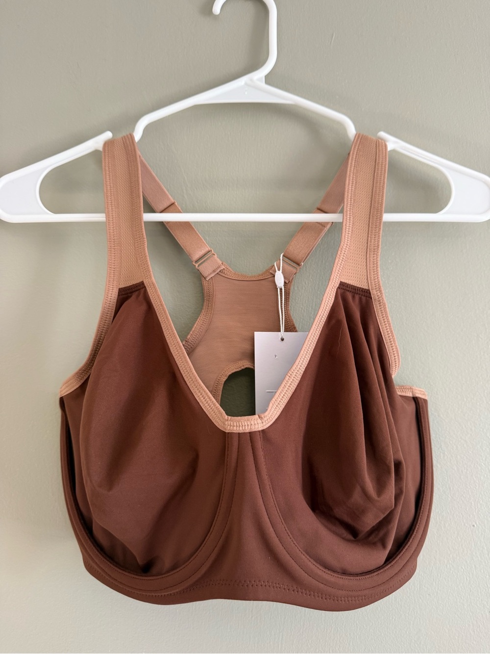 HSIA 34DDD/F Brown Underwire Racerback Minimizer Full Coverage Bra NWT